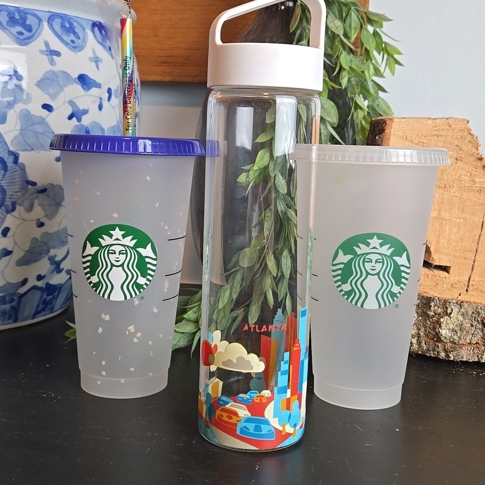 Starbucks Tumblers Lot- Atlanta YOU ARE HERE Collection glass bottle with lid